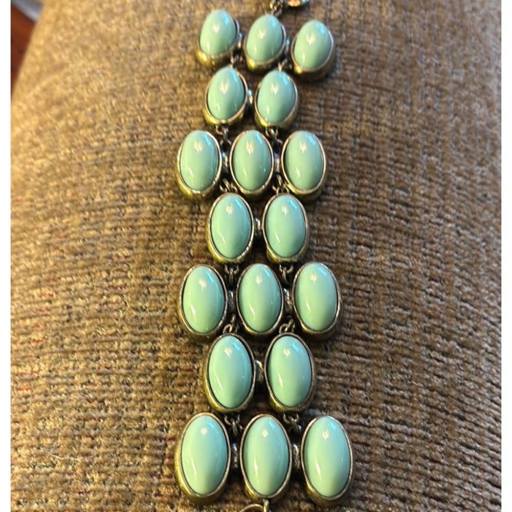 J. Crew Light Green Statement Link Cabochon Bracelet Ovals Mint